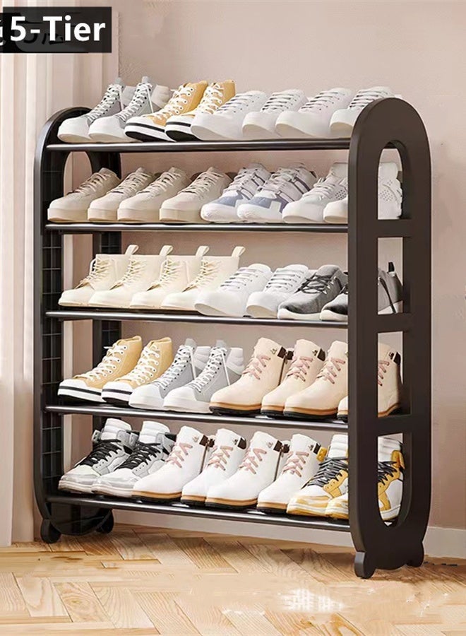 كوتيس رف ومنظم أحذية كوتيس ذو 5 طبقات، منظم أحذية معدني متين موفر للمساحة للمدخل، رف أحذية صغير الحجم سهل التجميع بسعة كبيرة، خزانة تخزين أحذية قائمة بذاتها 75 × 23 × 78.5 سم - Image 1